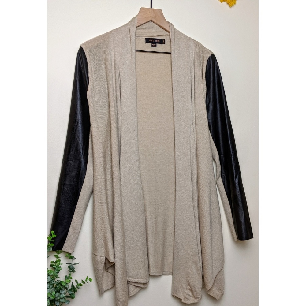 Love Tree | Cream Sweater with Leather sleeves